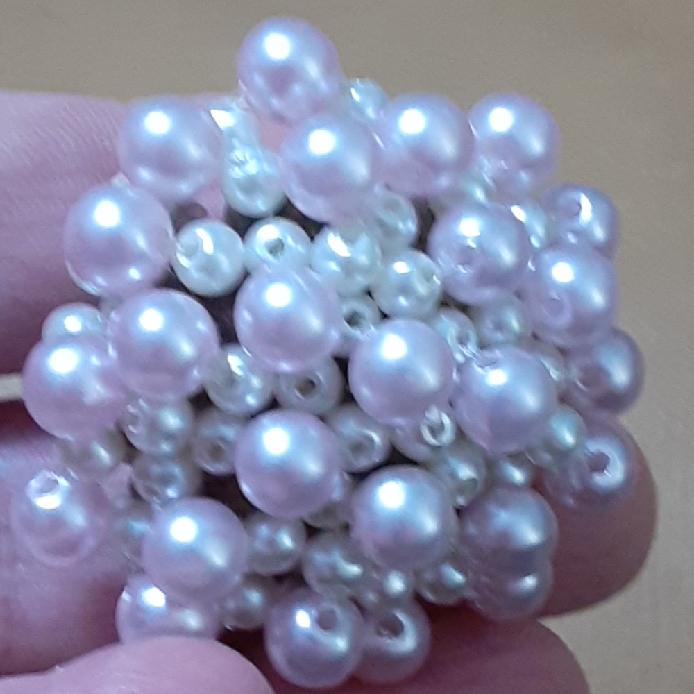 Vintage Pink and Cream Seed Pearl Clipon Earrings - Picture 7 of 7